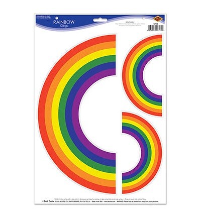 Party Central Club Pack of 36 Multi-Color Rainbow Clings 17&#x22;