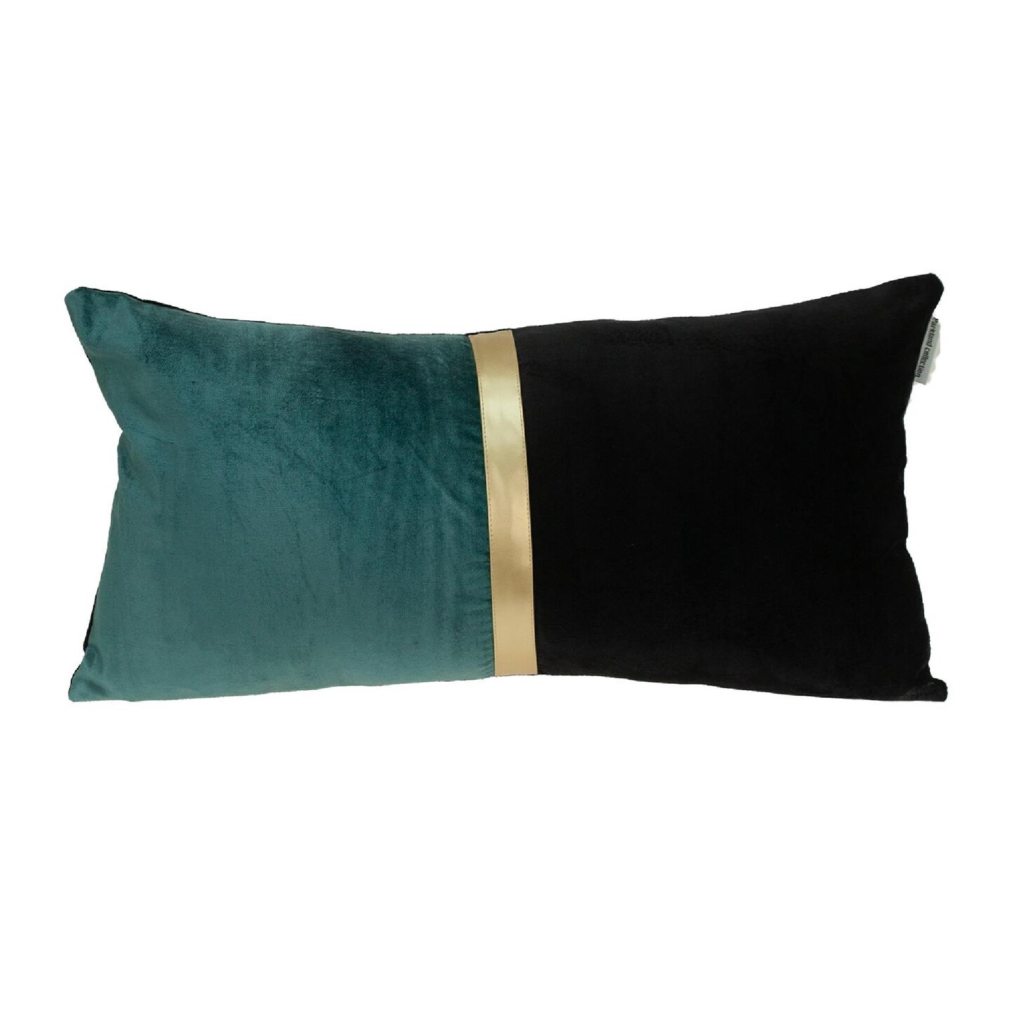Nassau Collection 24&#x22; Black and Teal Woven Velvet Throw Pillow