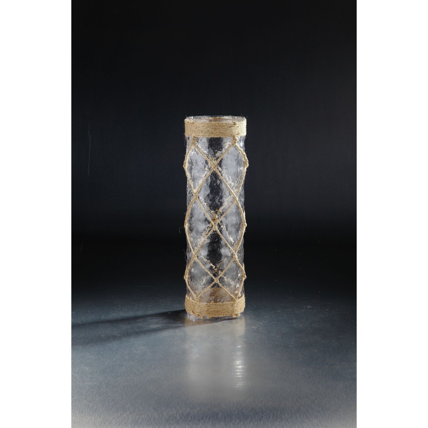 CC Home Furnishings 15.5" Translucent Cylindrical Glass with Rope
