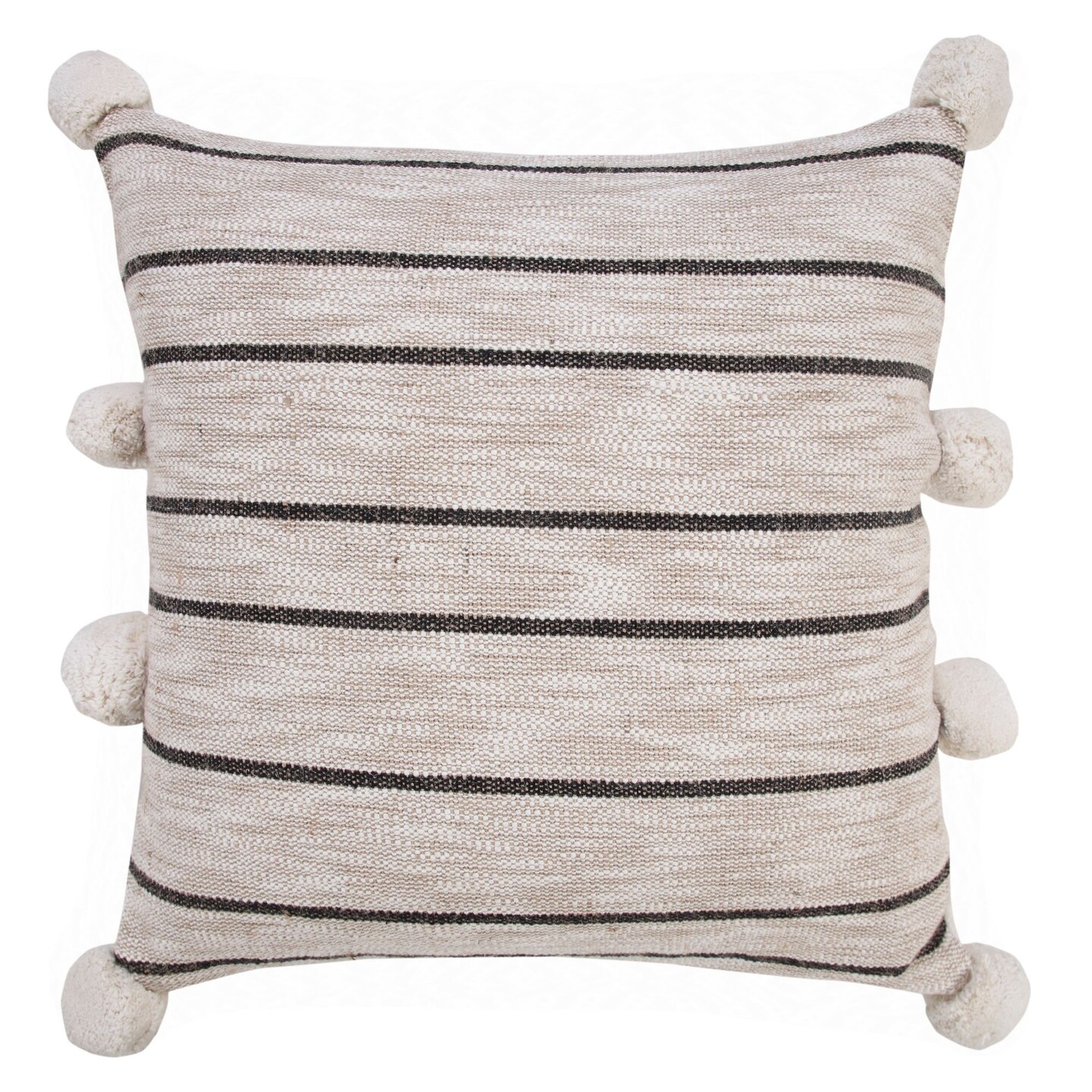 Laddha Home Designs 20&#x22; White and Black Striped Square Throw Pillow