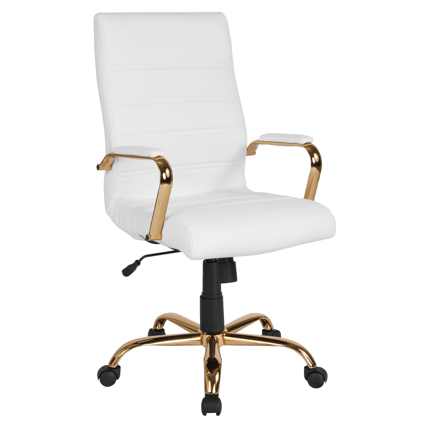 Flash Furniture 43" White and Gold Contemporary Executive Swivel Office Chair with Dual Wheel Casters