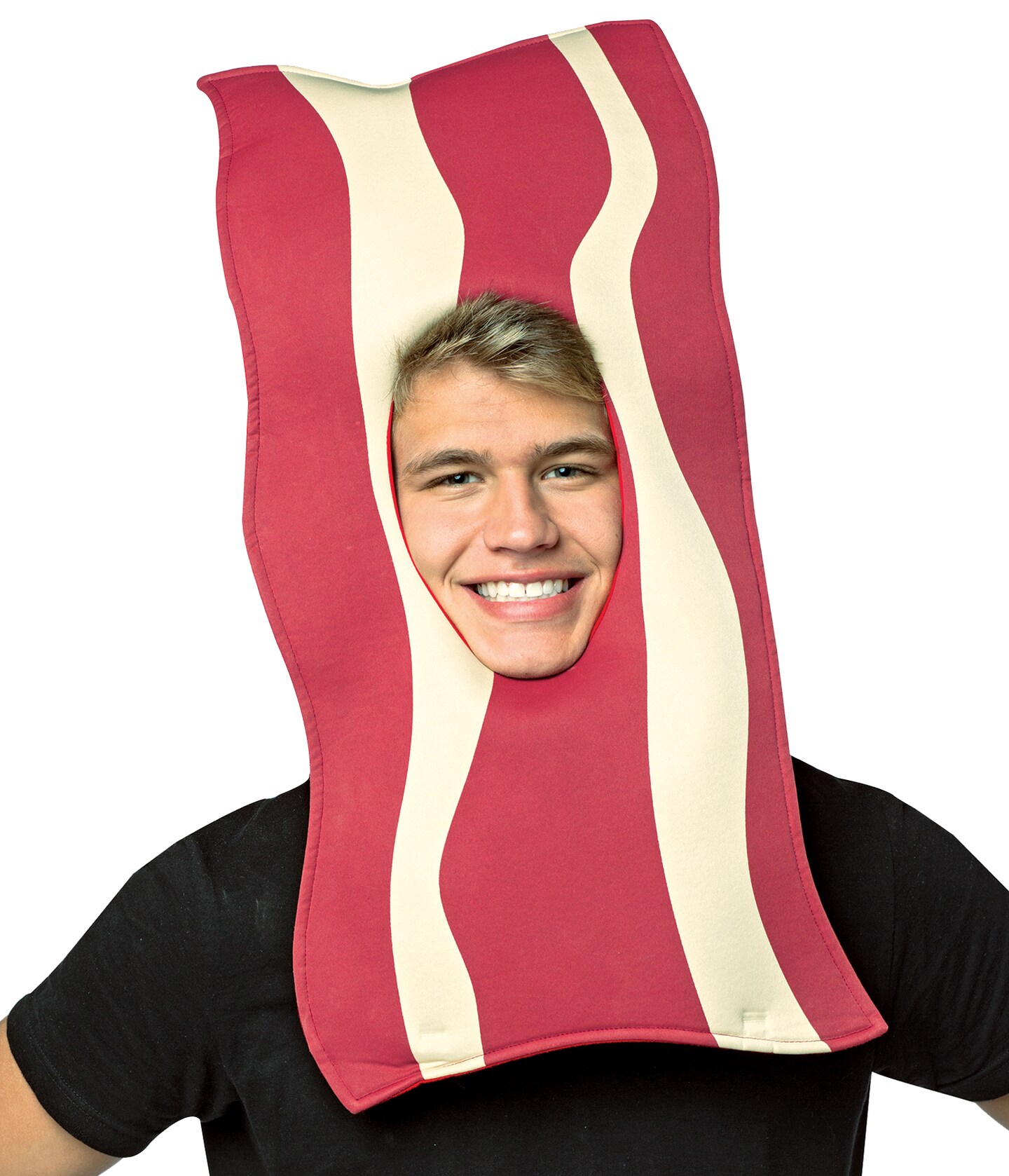 The Costume Center Red and Ivory Bacon Open Face Unisex Adult Halloween Mask Costume Accessory - One Size