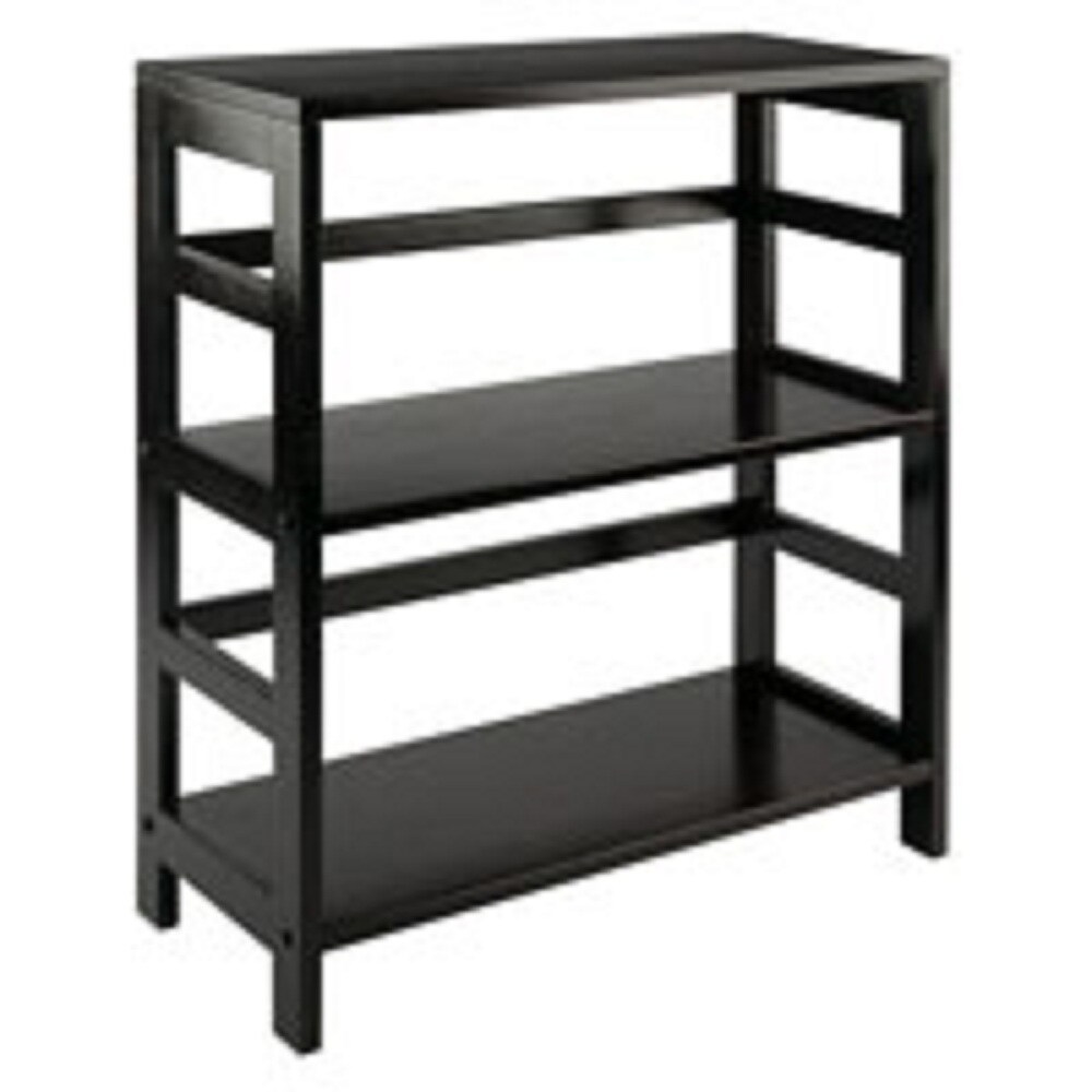 Contemporary Home Living 29&#x201D; Espresso Black Storage Shelf or Bookcase with Two Tier Wide