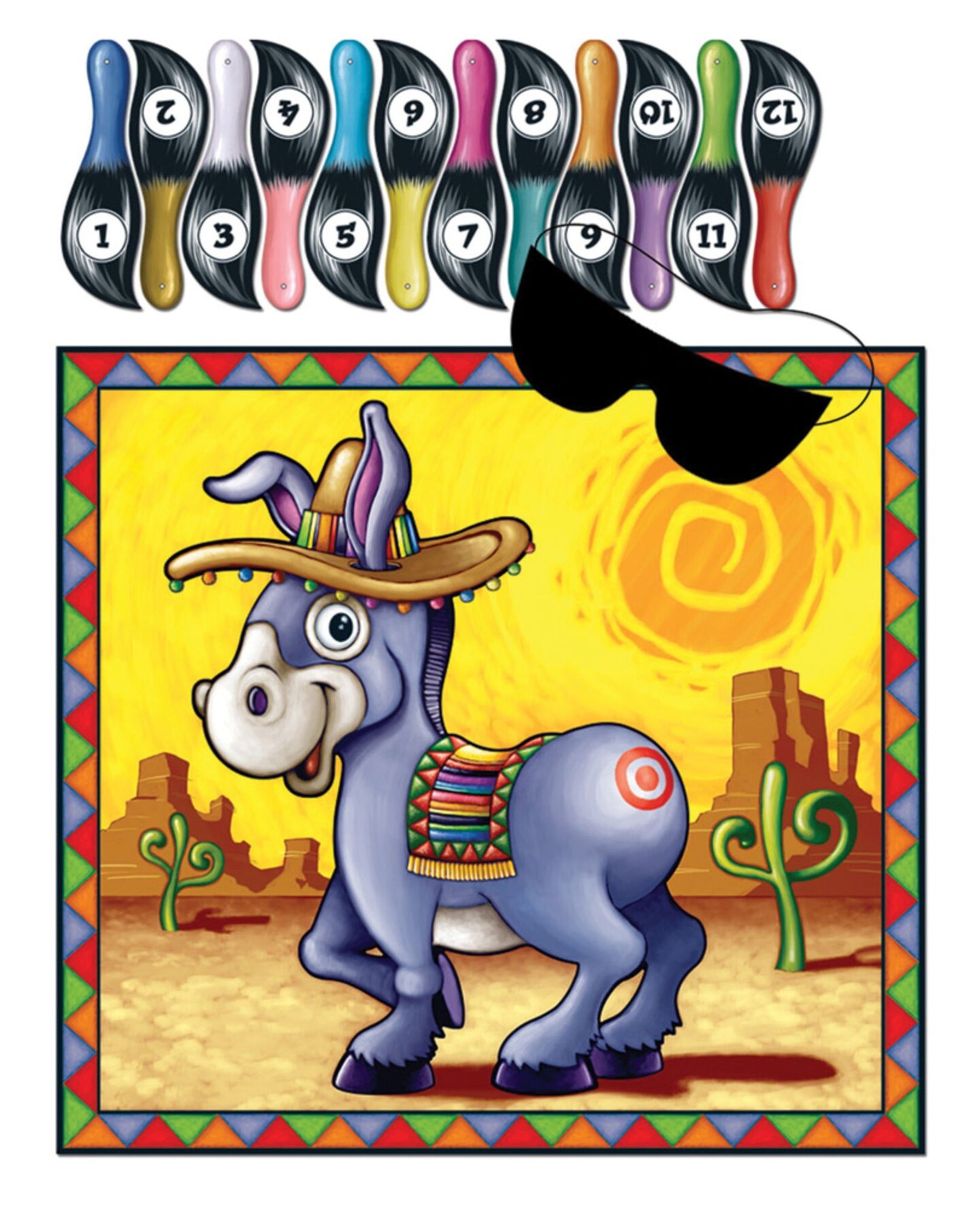 The Costume Center 18.5" Yellow and Green Pin the Tail on the Donkey Game Party Accessory