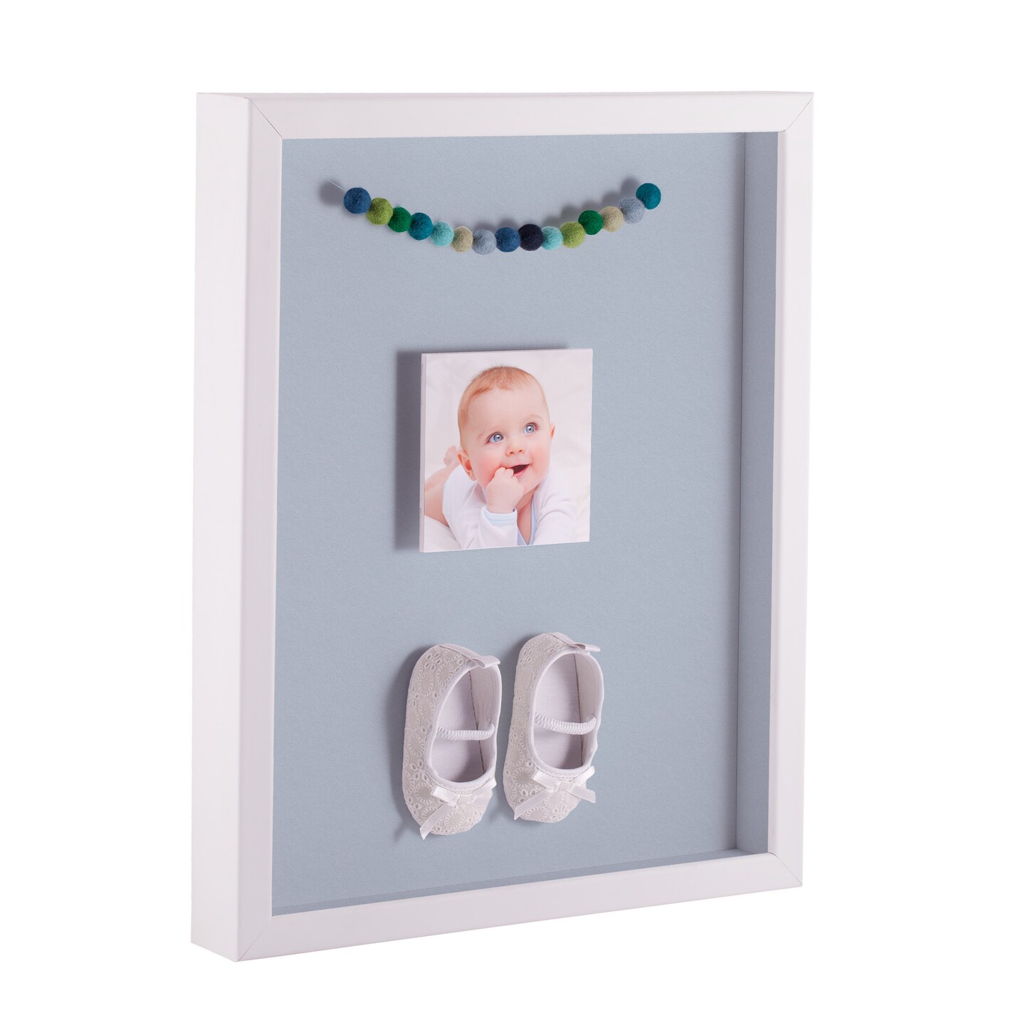 ArtToFrames 14x14 Inch Shadow Box Picture Frame, with a Satin White 1.00" Wide Shadowbox frame and Super White Mat Backing (4655)