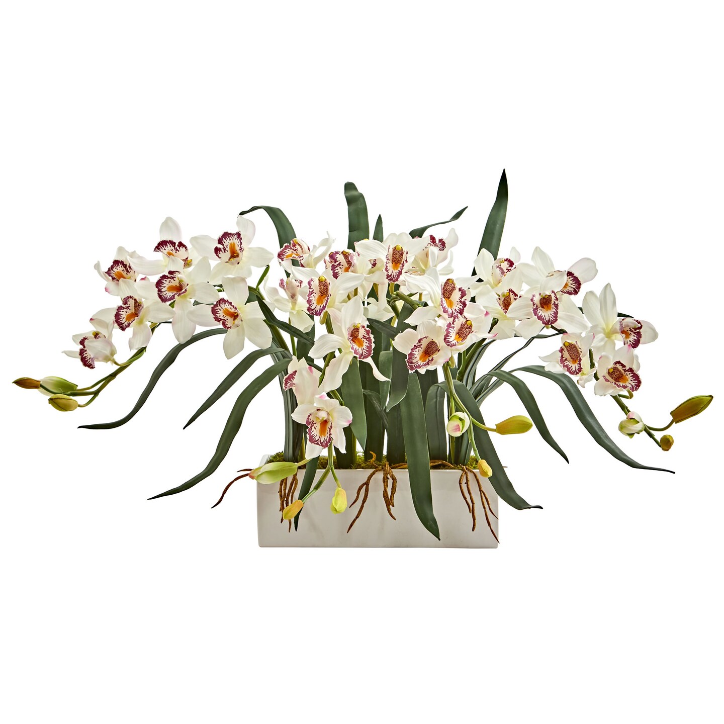 Nearly Natural 35&#x22; White Cymbidium Artificial Floral Arrangement