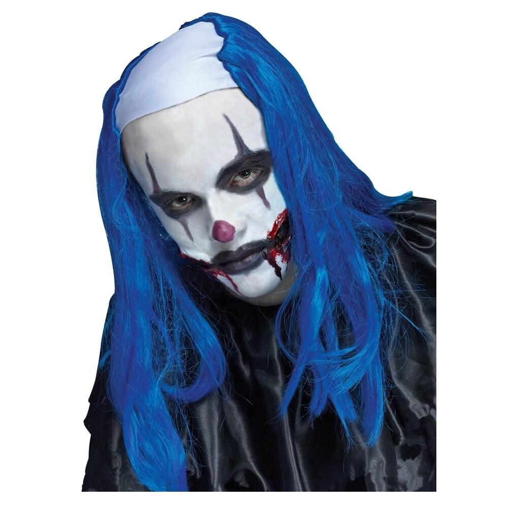 Fun World Adults Blue Creepy Clown Wig Halloween Accessories, - One Size