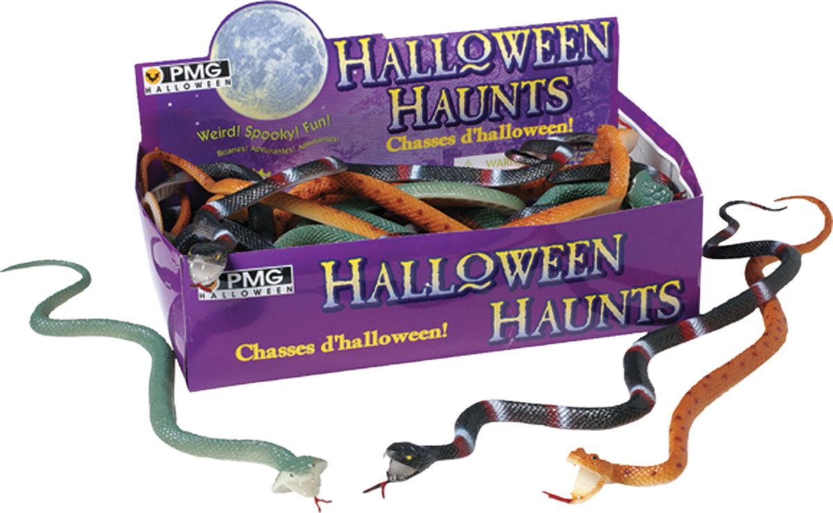 The Costume Center Club Pack of 24 Orange and Green Snakes Display Box Halloween Prop