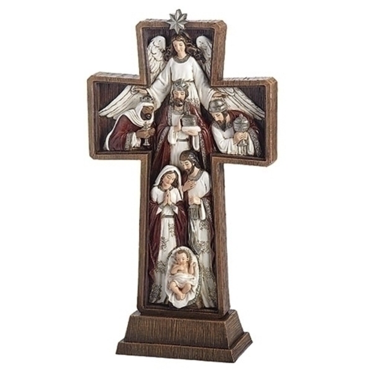 Roman 13.25&#x22; Nativity Cross Scene Christmas Tabletop Decoration