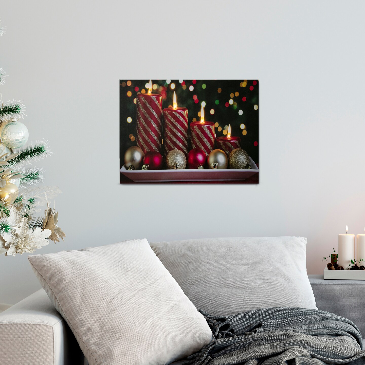 Northlight LED Red and Gold Christmas Candles Display Canvas Wall Art 11.75" x 15.75" | Michaels