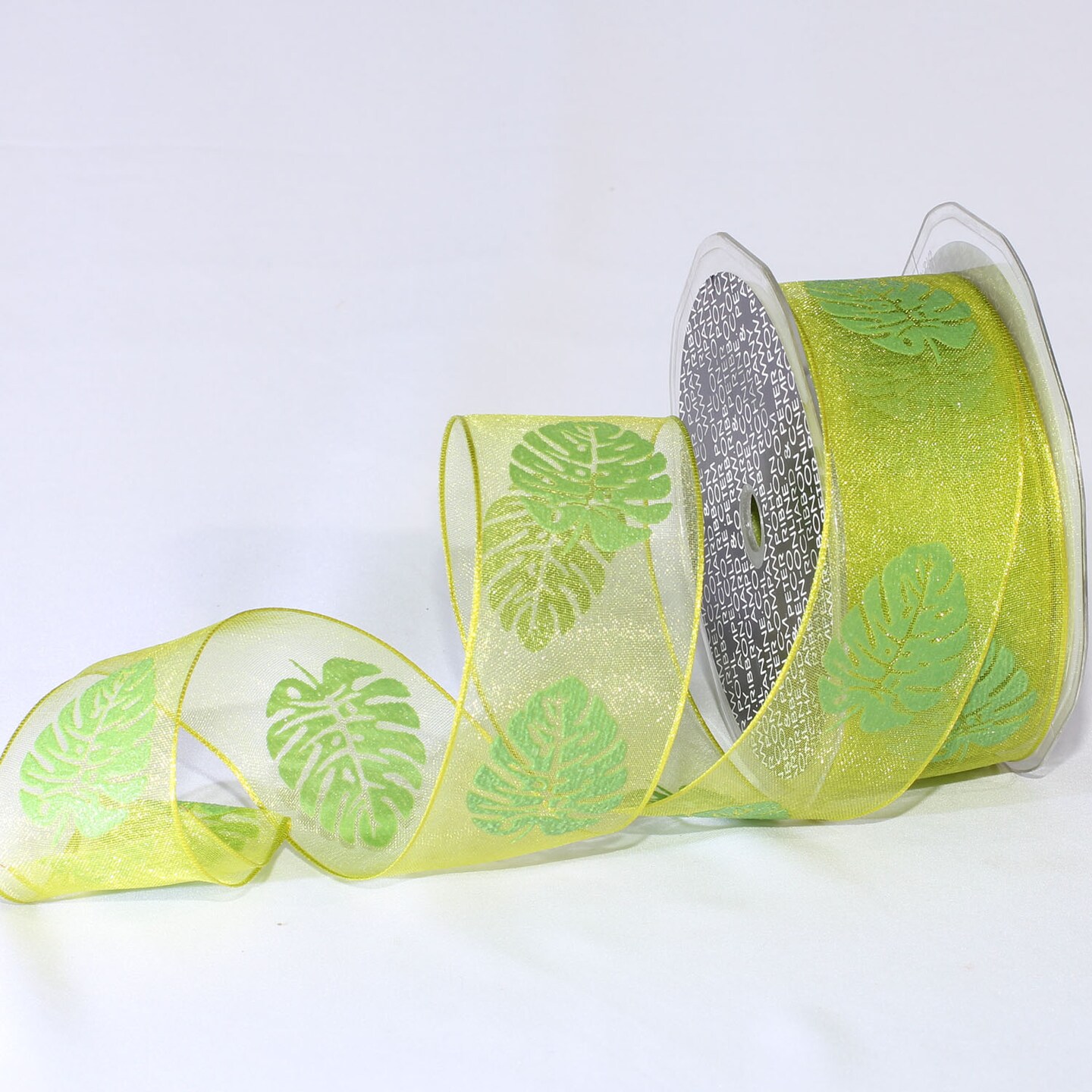 The Ribbon People Set of 2 Lime Green with Green Rubber Tree Wired