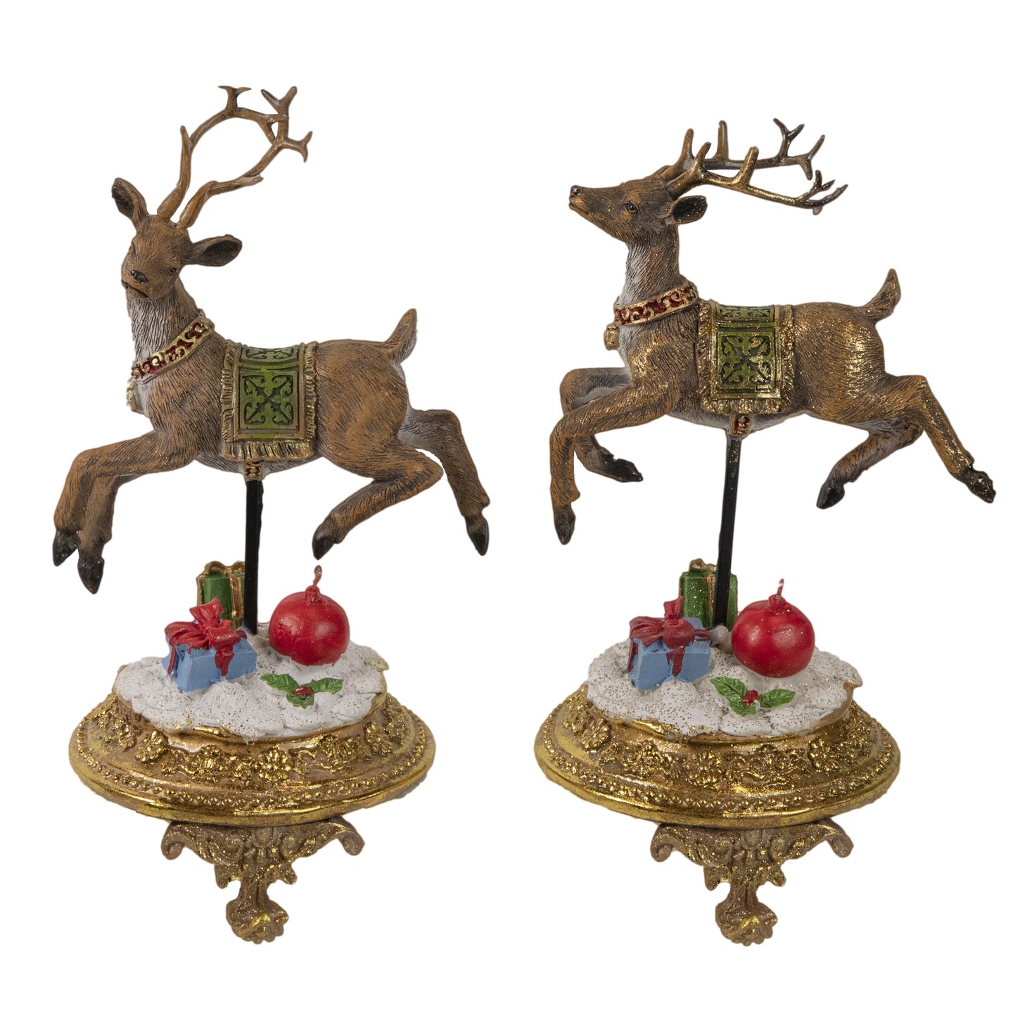 Northlight Set of 2 Glittered Reindeer Christmas Stocking Holders 9.5&#x22;