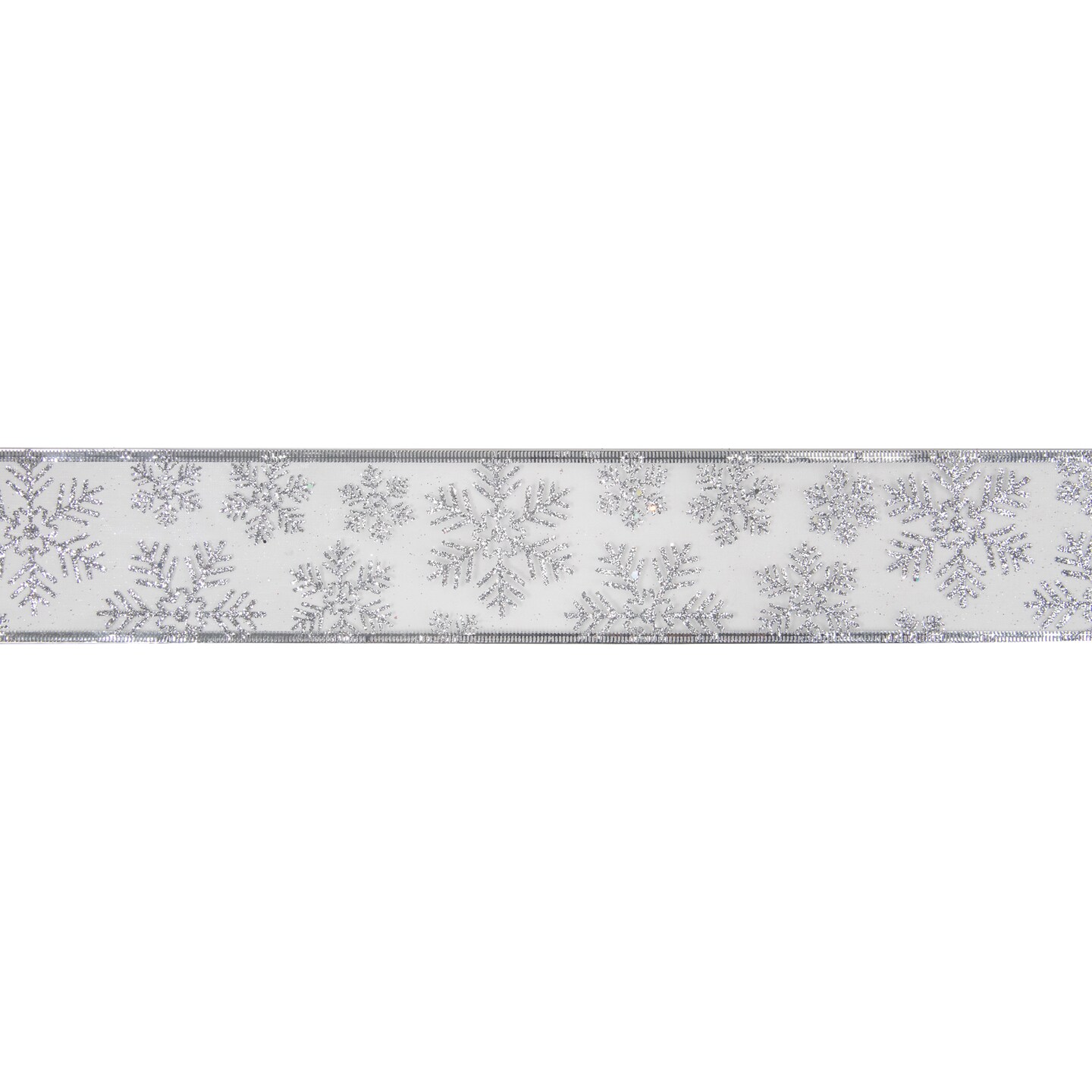 Northlight Sheer Silver Snowflake Christmas Wired Craft Ribbon 2.5" x 10 Yards