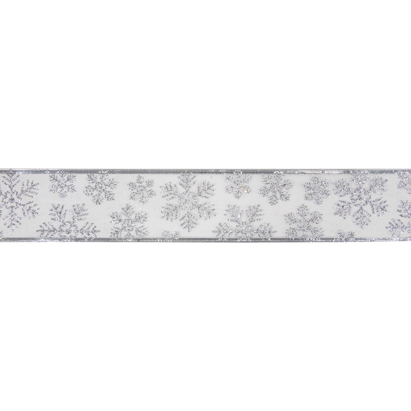 2.5 x 10 Yds Silver Snowflake Ribbon | Shop Christmas Wired Ribbon 