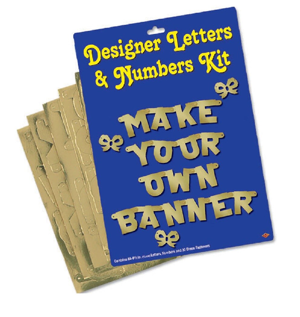 Beistle Pack of 6 Gold Letters and Numbers Make Your Own Banner Kits 4”