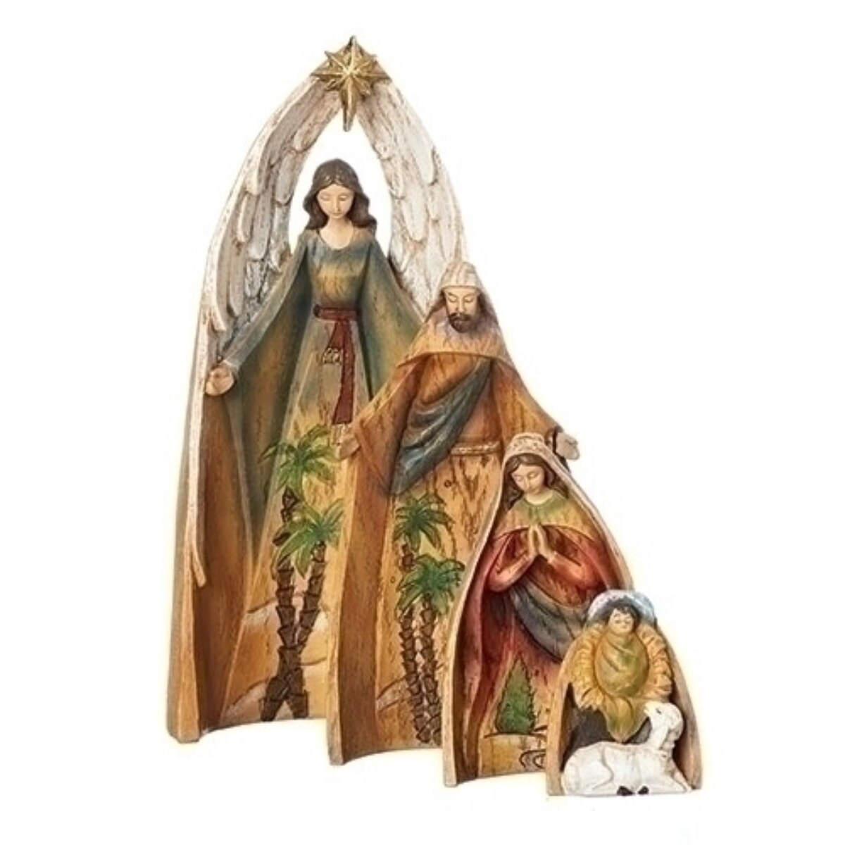 Roman Set of 4 Holy Family with Angel Christmas Nativity Figurines 10.75&#x22;