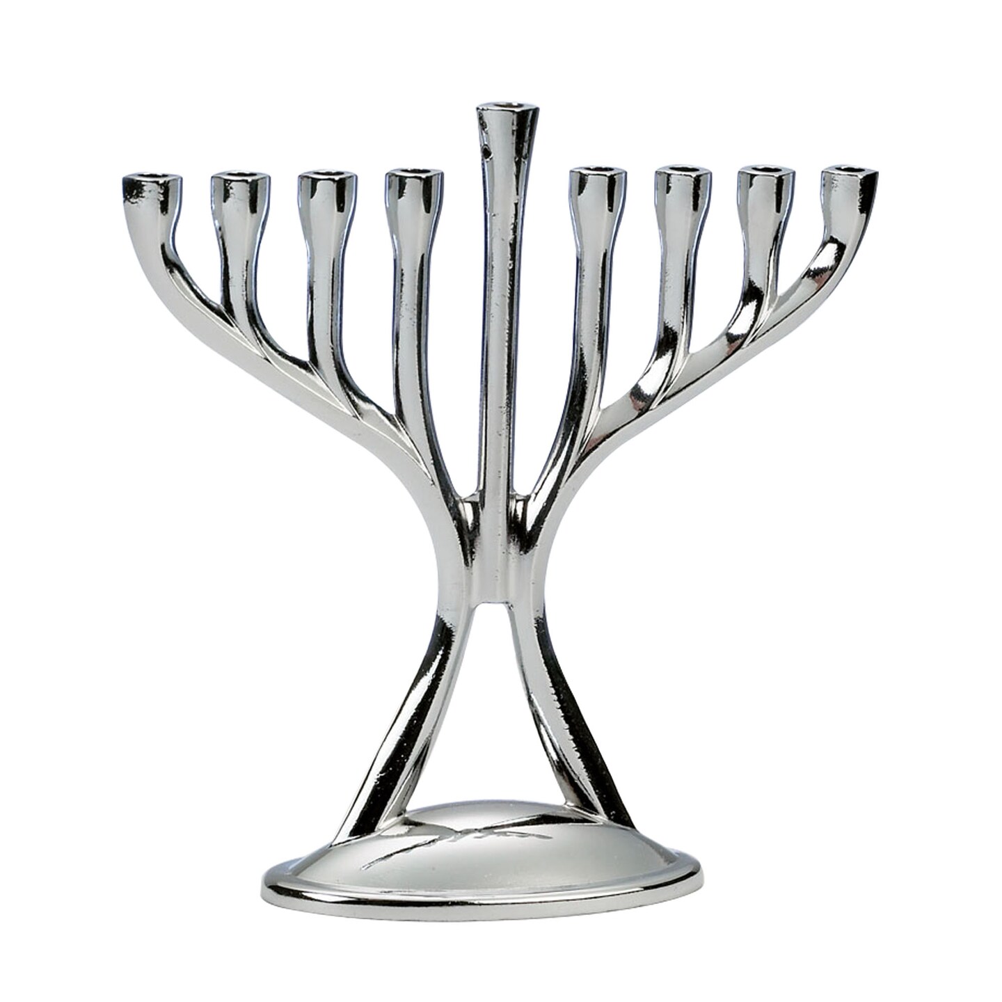 Rite Lite 4.75&#x22; Silver Solid Mini Hanukkah Menorah Candles Stand