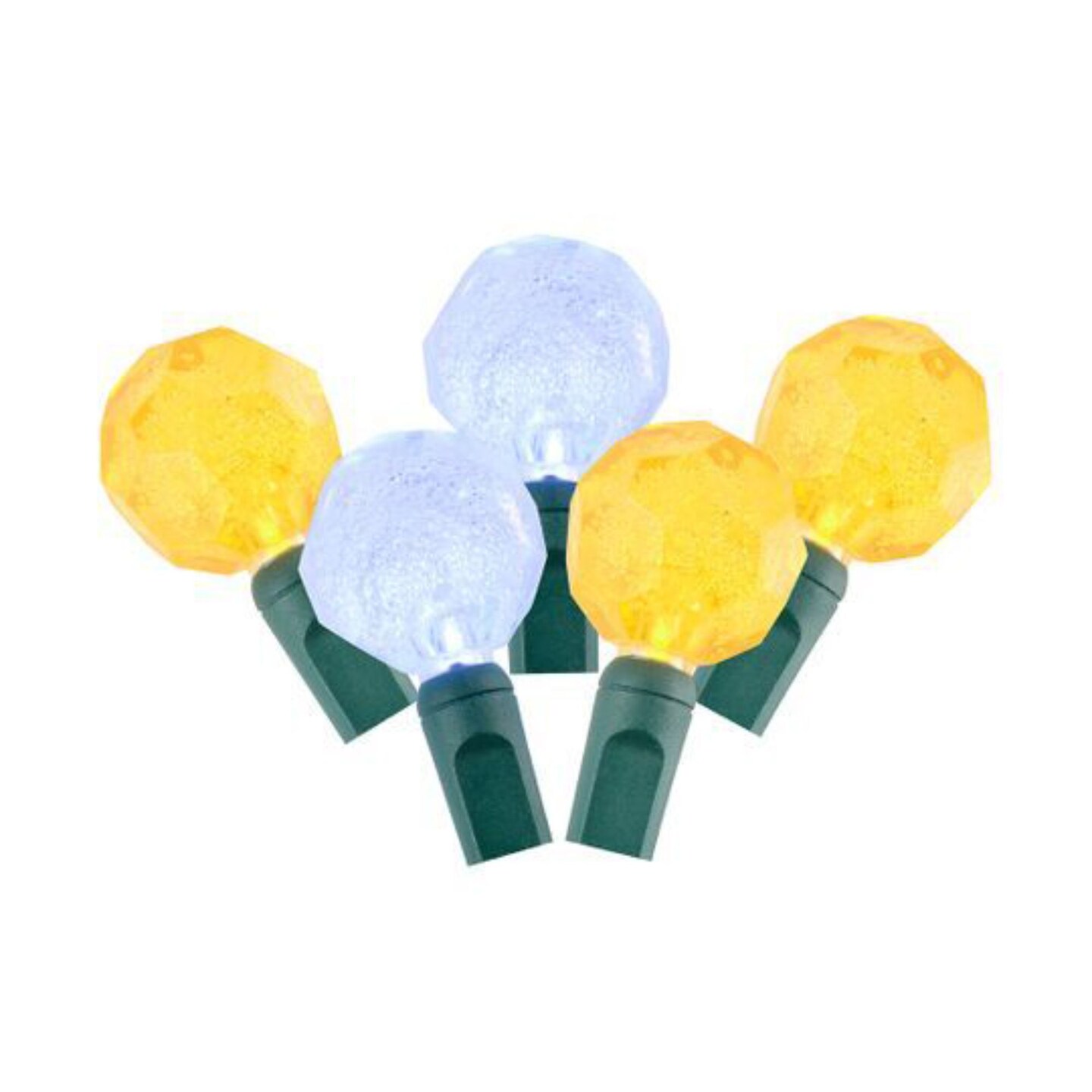 DLIG LED Multifaceted Berry Crystal Christmas String Lights - Gold and White - 12.5 ft Green Wire - 25ct