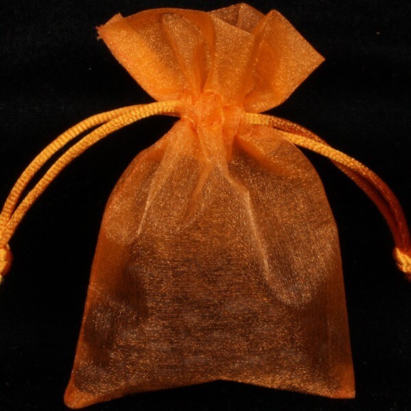 The Ribbon People Club Pack of 36 Orange Solid Organza Gift Bags 4" x 3"