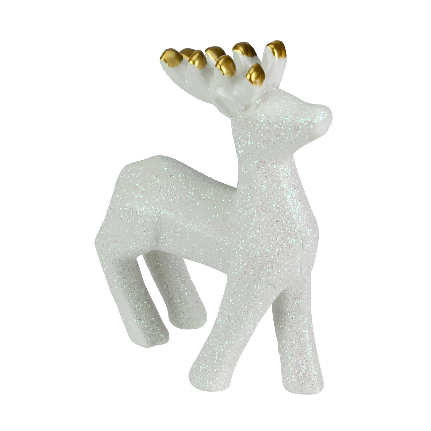 Northlight Iridescent Glitter Ceramic Reindeer Christmas Figure - 4.25" - White