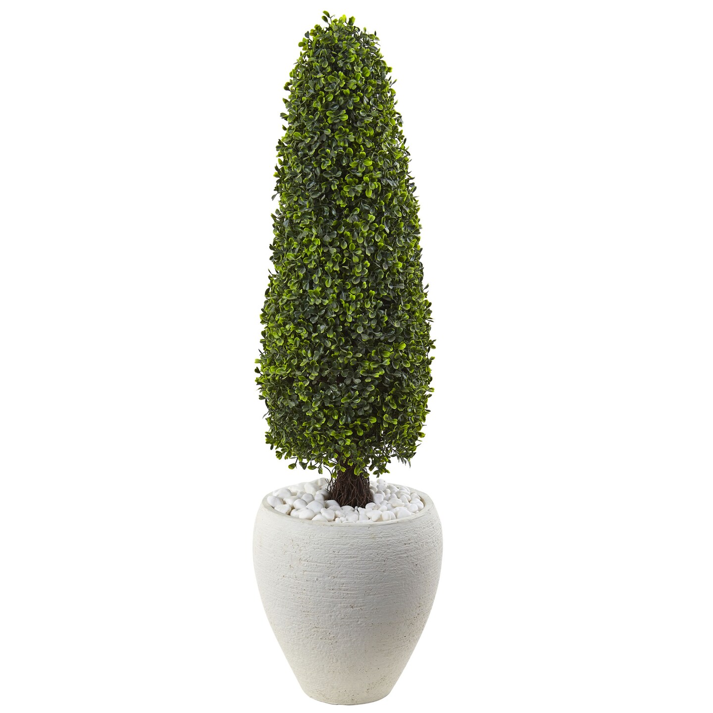 Nearly Natural 3.5' Boxwood Outdoor Topiary Plants in Textured White Planter