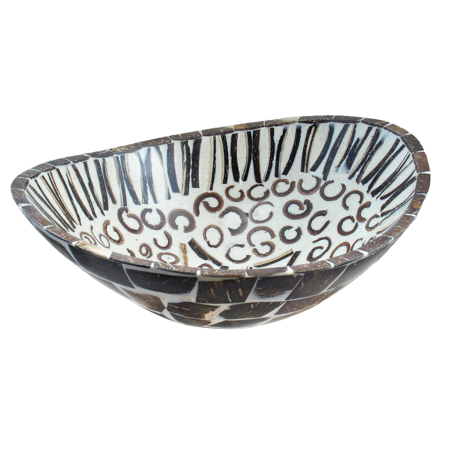 Stoneage Arts Inc 16" Brown and White Helm Cinnamon Scented Handmade Bowl