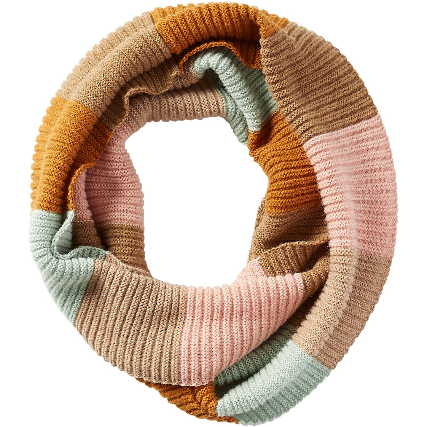Contemporary Home Living 5.75' Pink, Orange, and Green Pastel Stripe Infinity Classic Scarf
