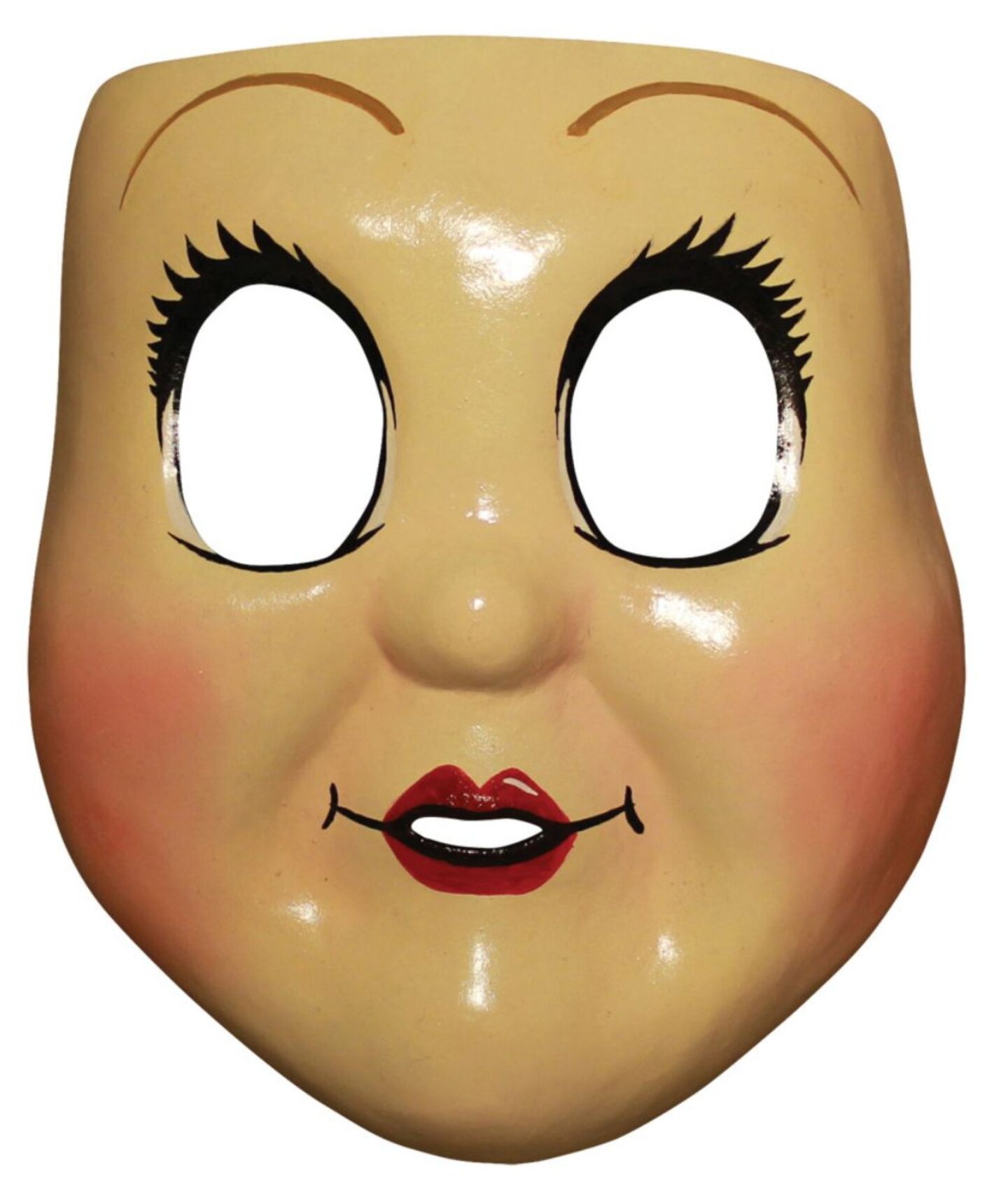 The Costume Center Beige and Red Dollface Vacuform Women Adult Halloween Mask Costume Accessory - One Size