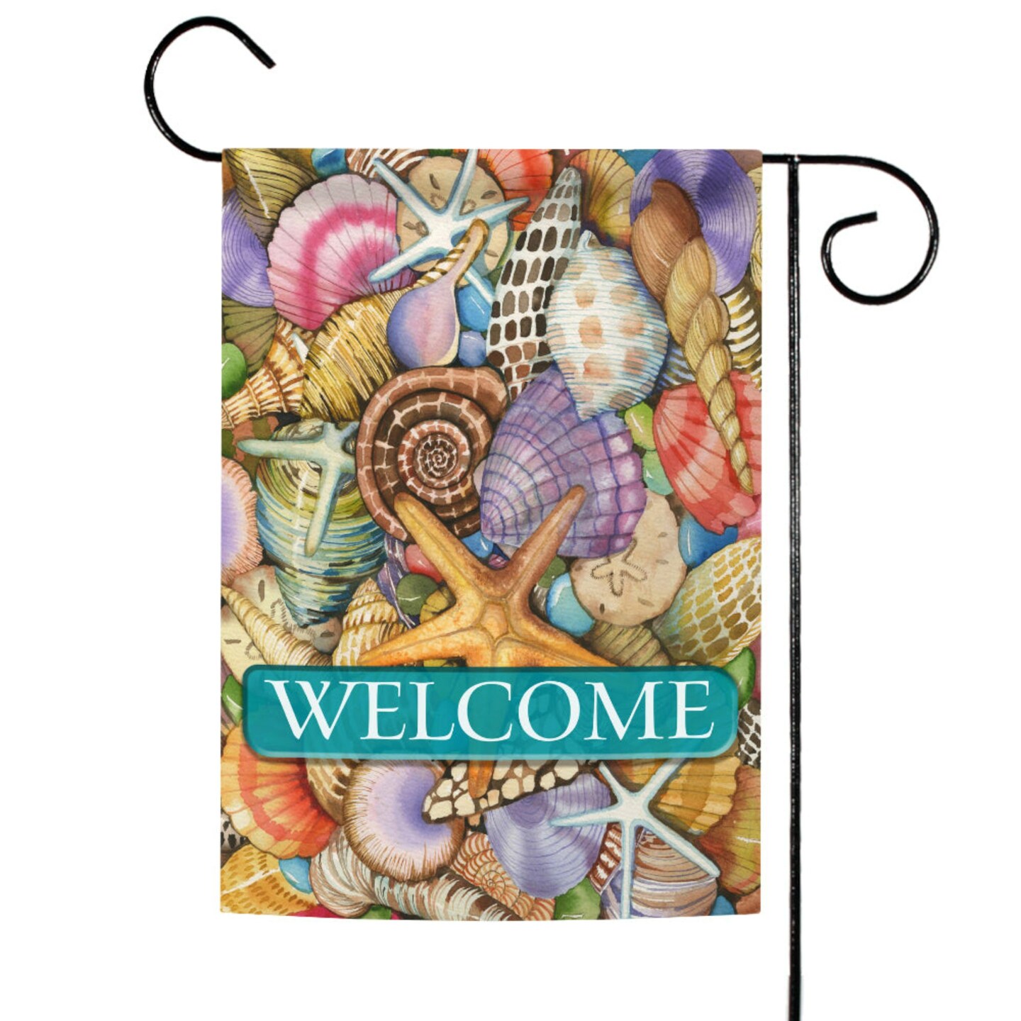 Toland Home Garden Pink and Brown Shells of the Sea "WELCOME" Outdoor Rectangular Mini Garden Flag 18" x 12.5"
