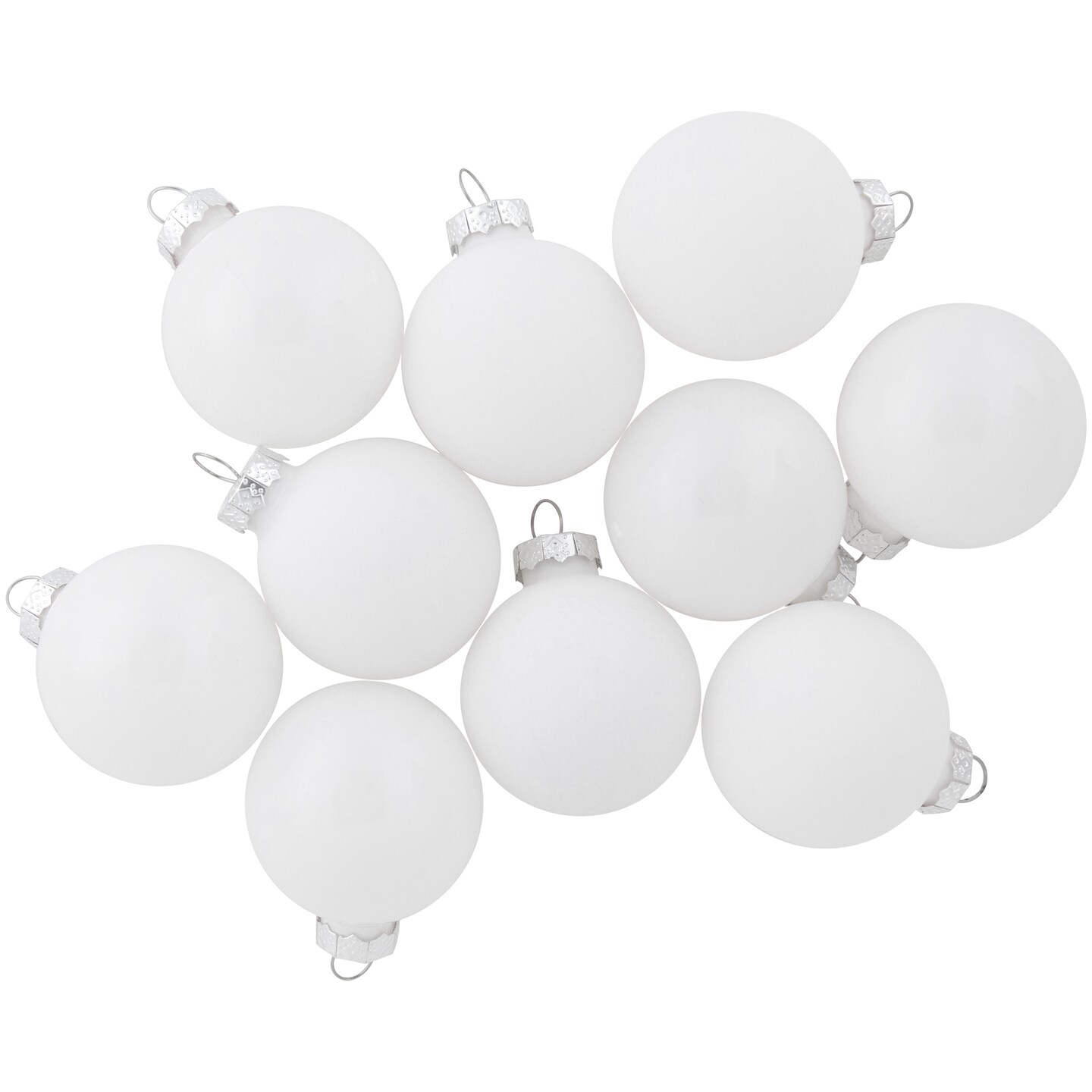 Northlight 10ct White Shiny and Matte Glass Ball Christmas Ornaments 1.75&#x22; (45mm)