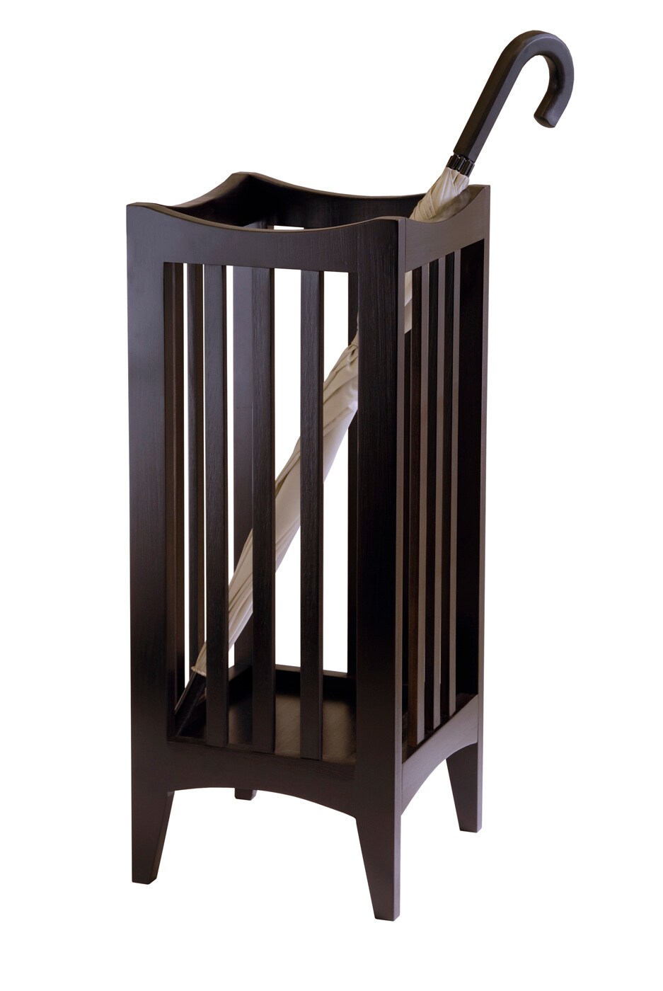 Contemporary Home Living 26.75&#x22; Brown Elegant Portland Square Wooden Umbrella Stand