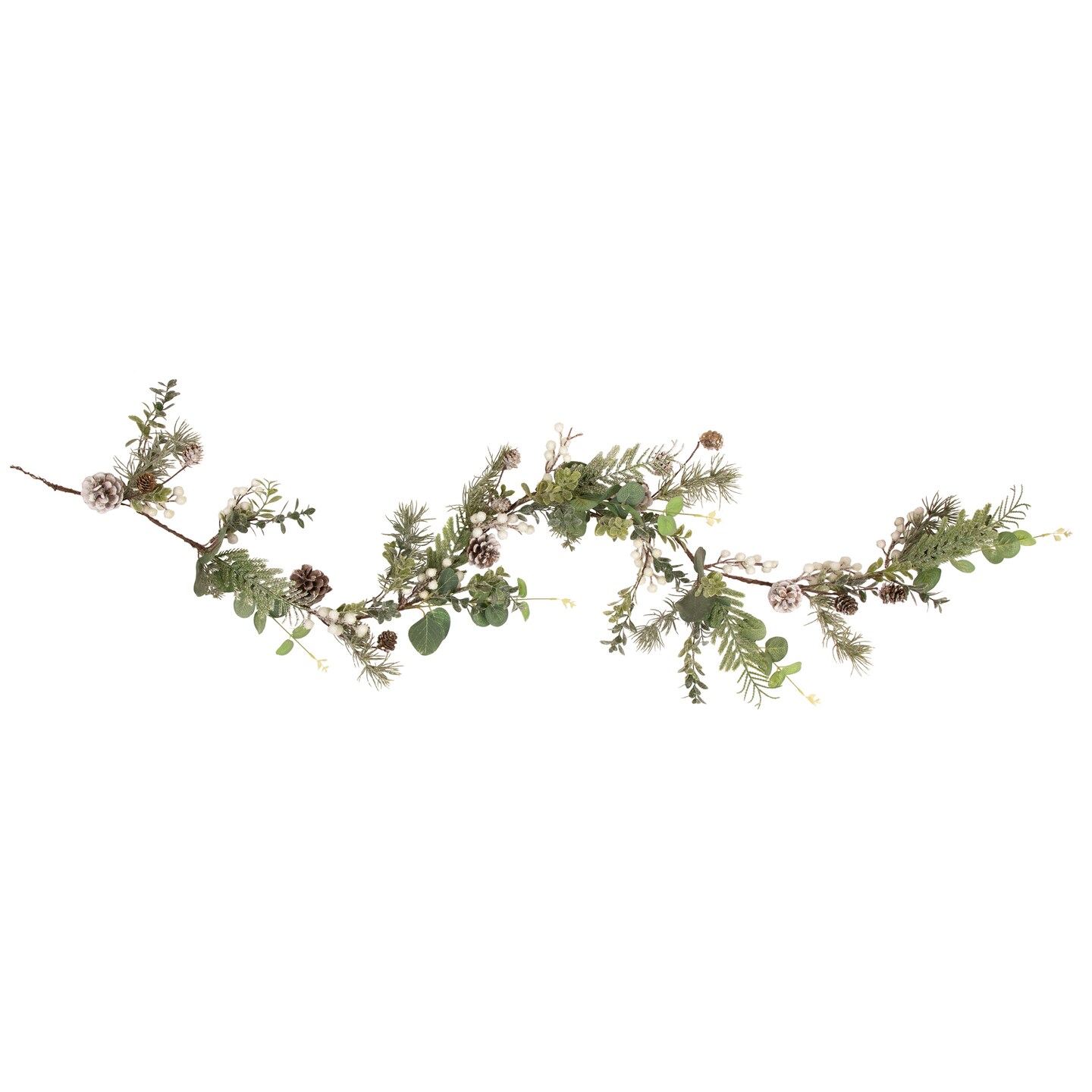 Northlight 5&#x27; White Berry, Eucalyptus and Pinecone Christmas Garland - Unlit