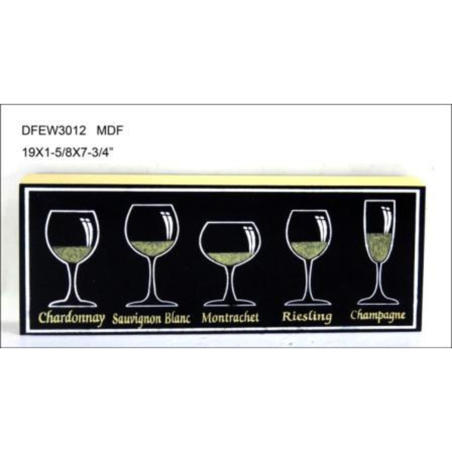 Contemporary Home Living 19&#x22; Black, White, and Yellow Drinks Sign with Goblet