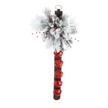 Diva At Home 38&#x22; Red and White Flocked Christmas Artificial Pine Cone and Berry-Bells Swag - Unlit