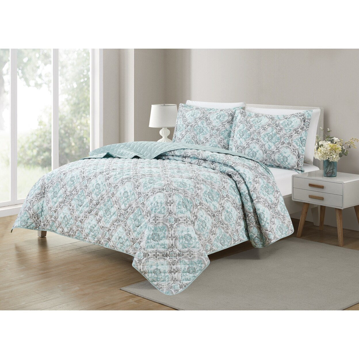 Bibb Home   3 Piece Printed Reversible Quilt Set