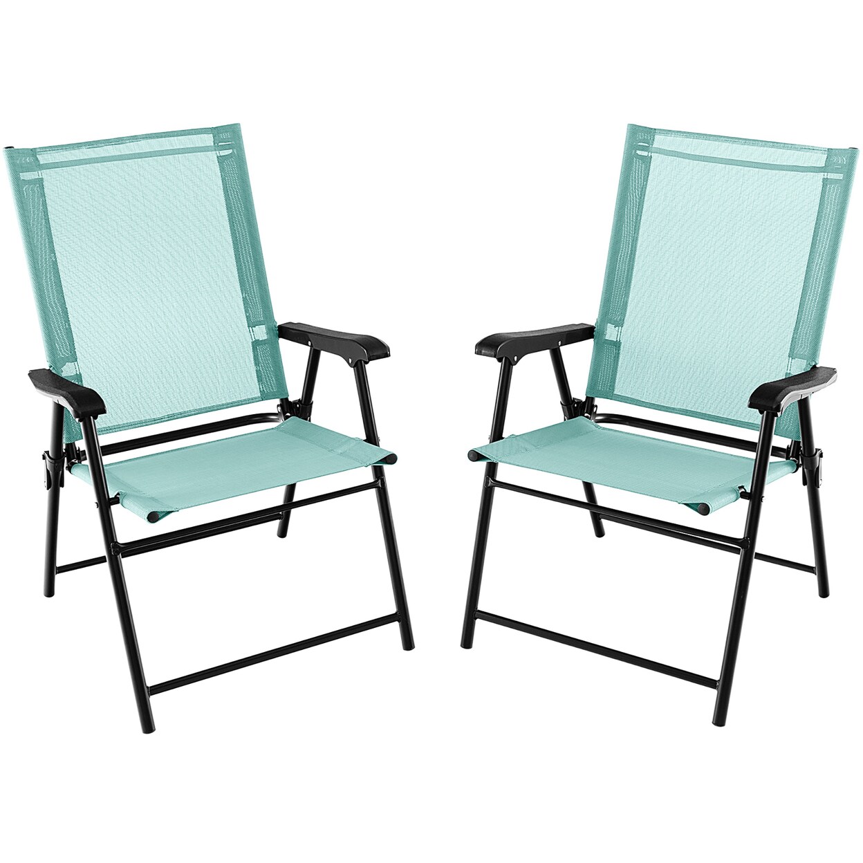 Set Of 2 Patio Folding Chairs Outdoor Portable Pack Lawn Chairs W/ Armrests