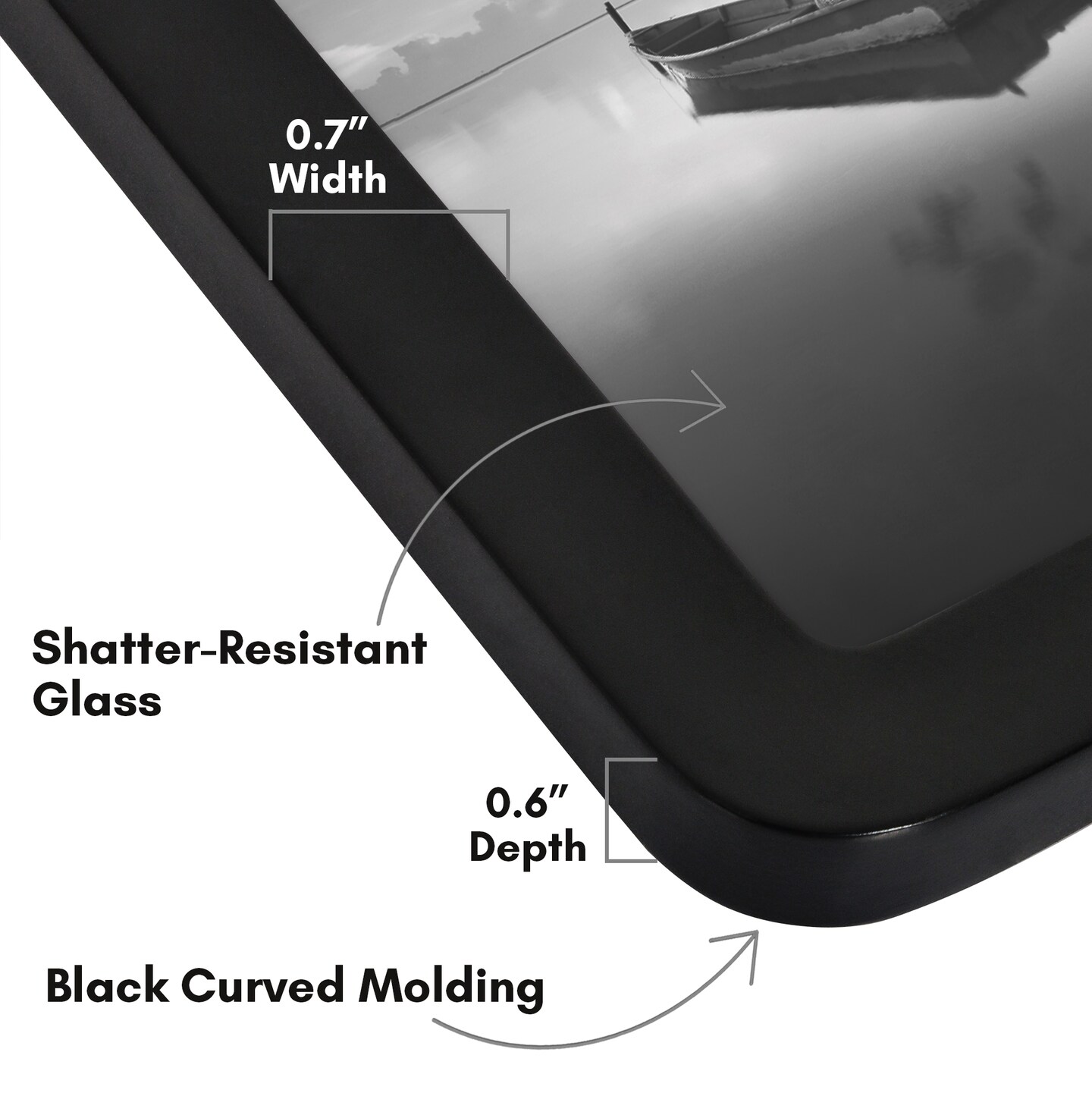 Americanflat Curved Corner Photo Frame - Picture Frame with Round Corners - Shatter Resistant Glass - Triangle Hanging Hardware - Easel for Tabletop Display - Black