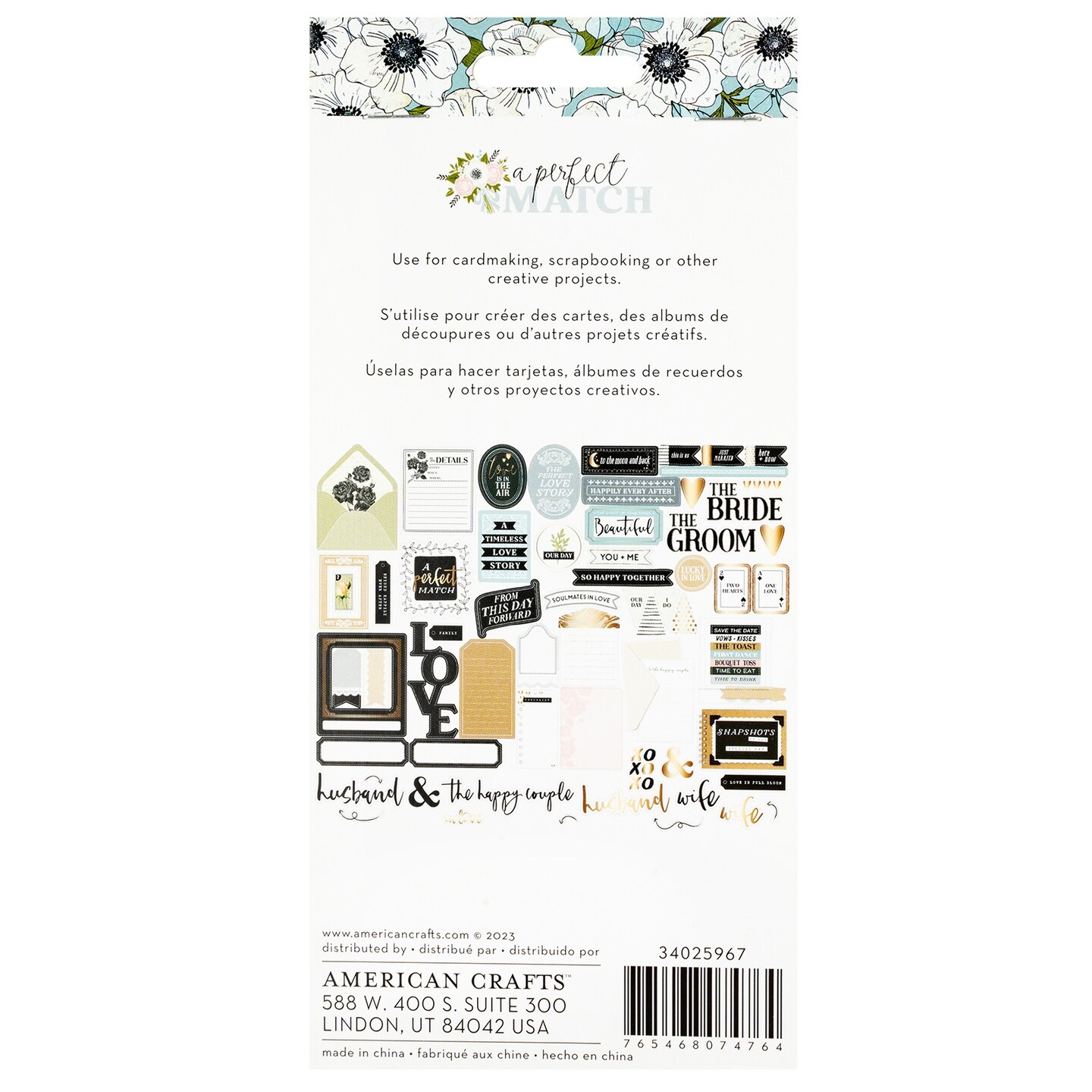 American Crafts A Perfect Match Ephemera Die-Cuts 64/Pkg-Journaling, Vellum Gold Foil