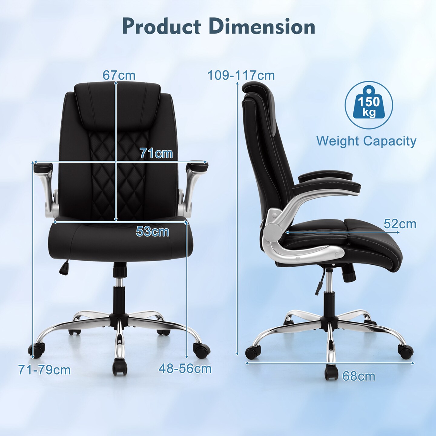 Costway PU Leather Office Chair Height Adjustable Executive Chair with Adjustable Headrest Brown/Black
