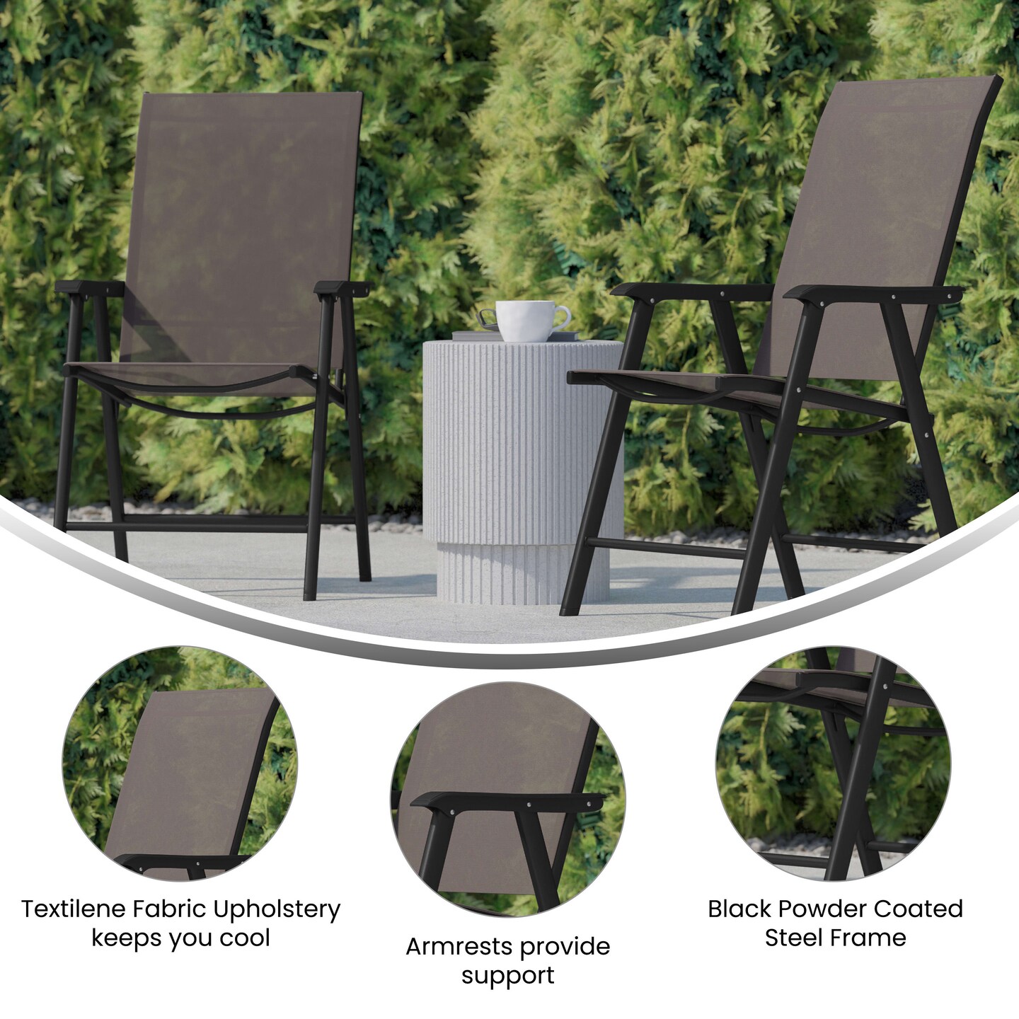 Emma and Oliver Outdoor Folding Patio Sling Chair / Portable Chair (2 Pack)