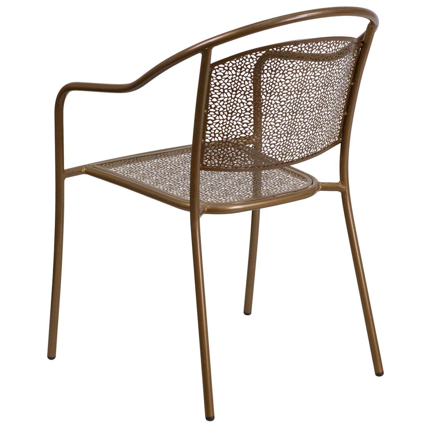 Emma and Oliver Commercial Grade Colorful Metal Patio Arm Chair with Round Back