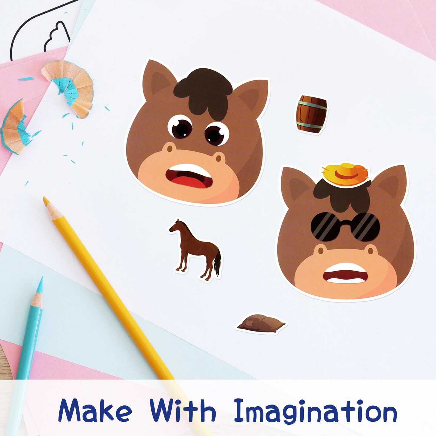 Wrapables Make Your Own Sticker Sheets, DIY Make a Face Animal, Food, Party Favor Stickers (24 Sheets)