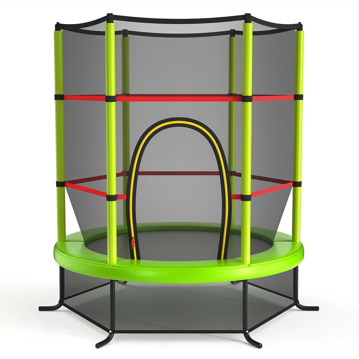65 Inch Kids Recreational Trampoline Bouncing Jumping Mat with Enclosure Net
