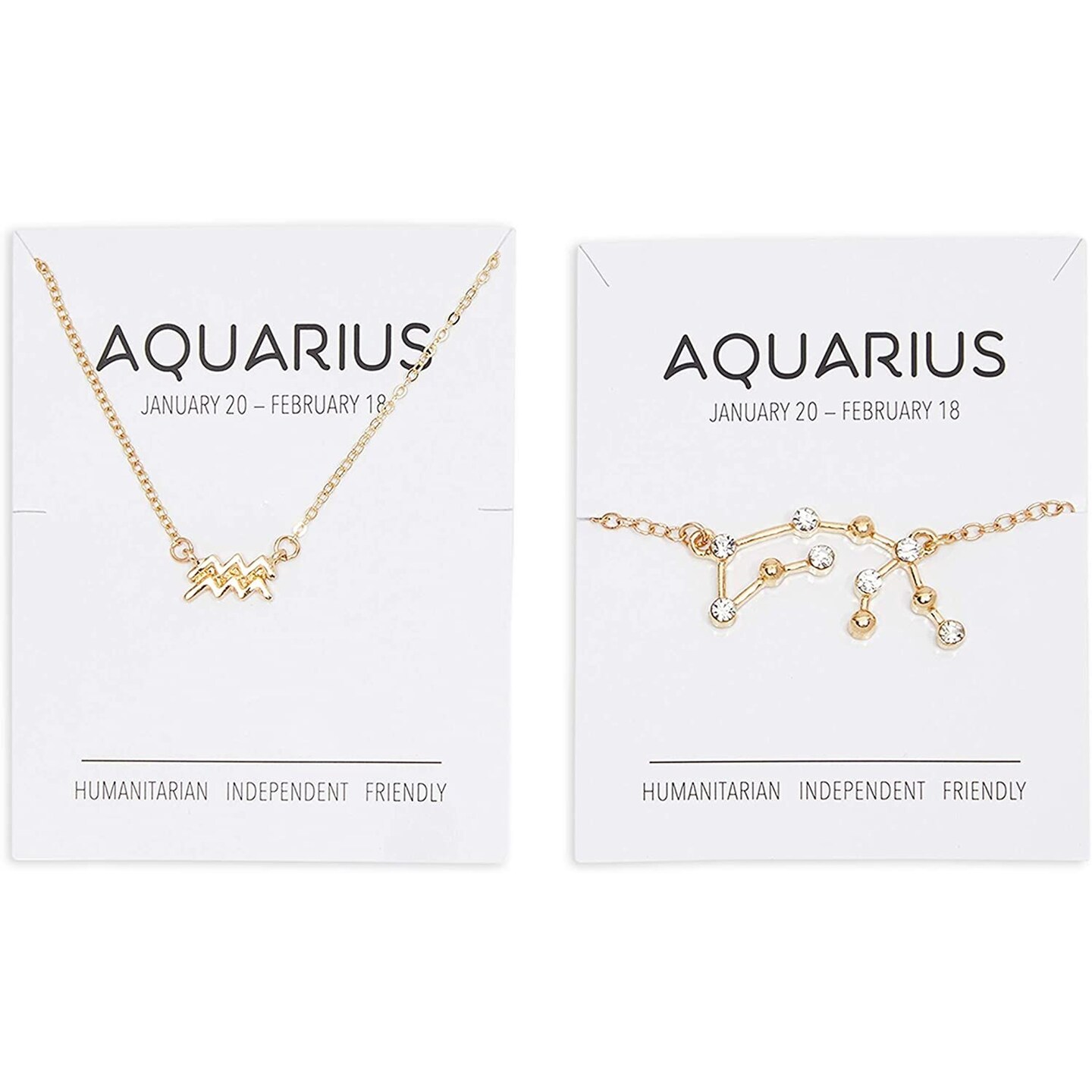 Aquarius Zodiac Gold Jewelry Set for Women Gift, Constellation Astrology Necklace and Bracelet
