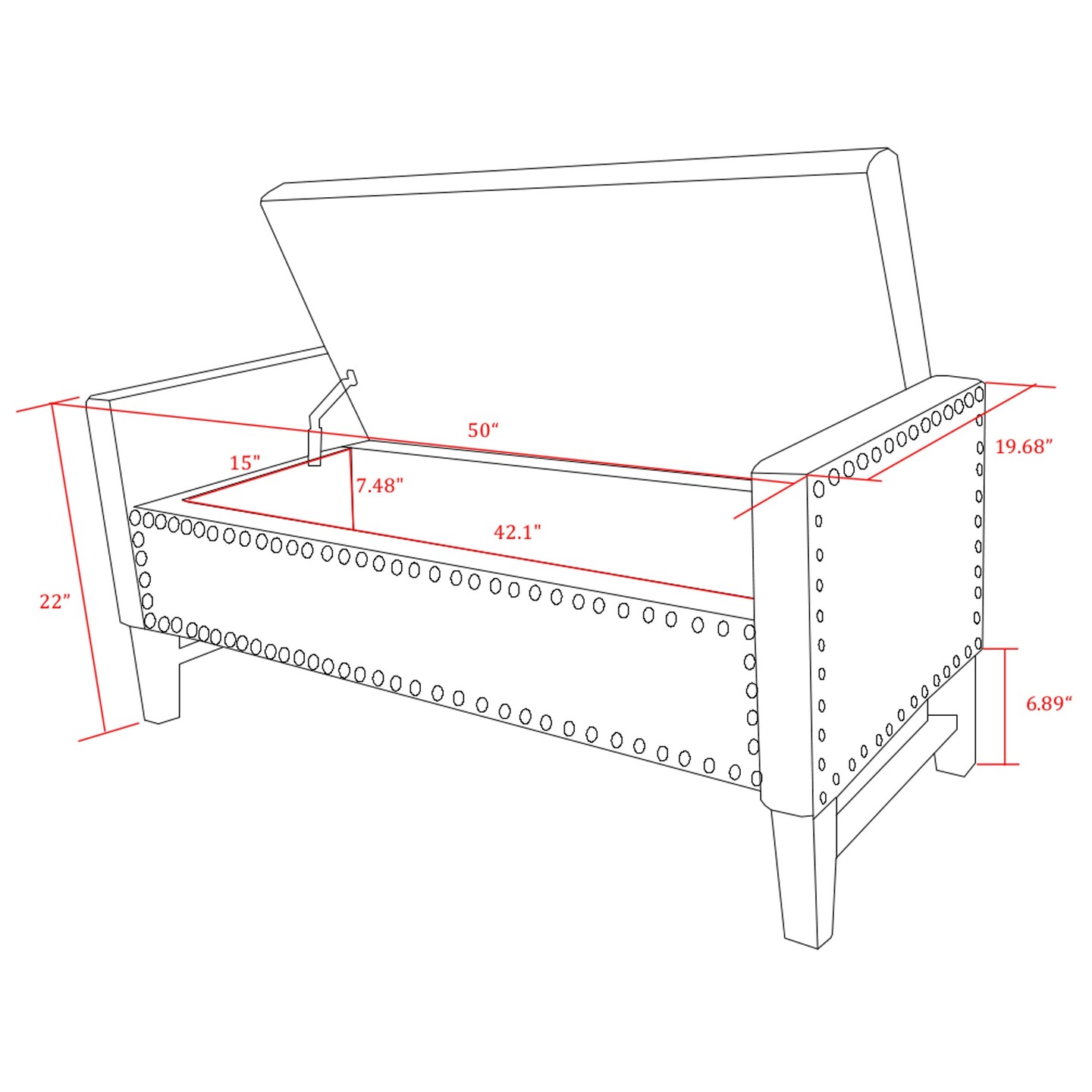 Emmaline PU Leather/Linen/Velvet Button Tufted Nailhead Trim Storage Bench