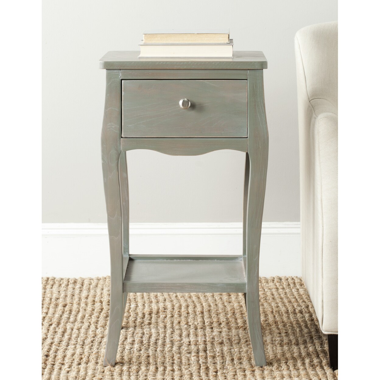 Safavieh   Thelma End Table With Storage Drawer Ash Grey