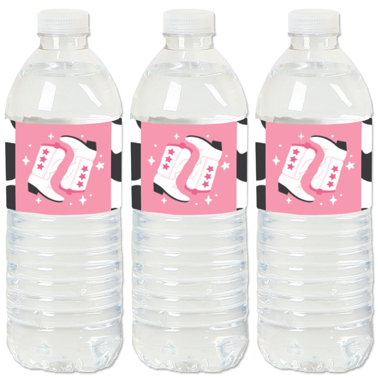 Big Dot of Happiness Rodeo Cowgirl - Pink Western Party Water Bottle Sticker Labels - Set of 20
