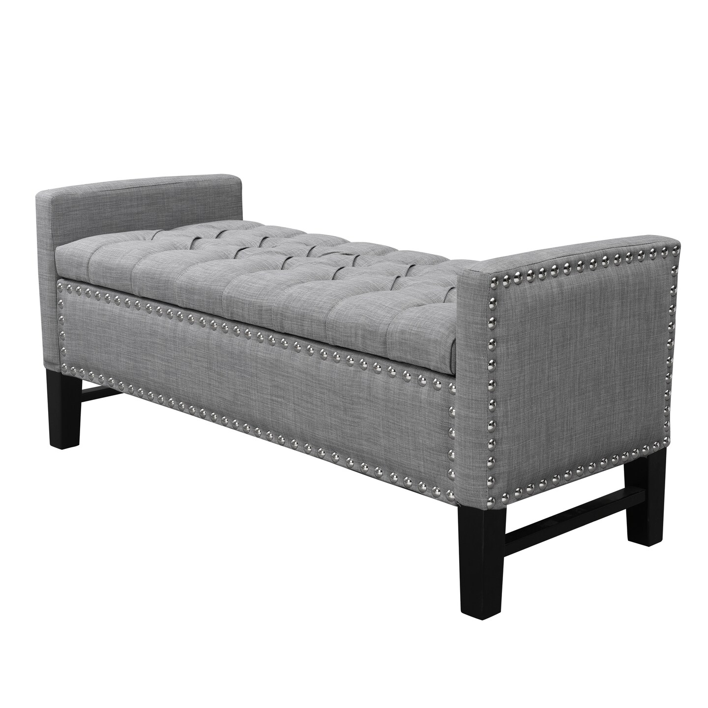 Emmaline PU Leather/Linen/Velvet Button Tufted Nailhead Trim Storage Bench