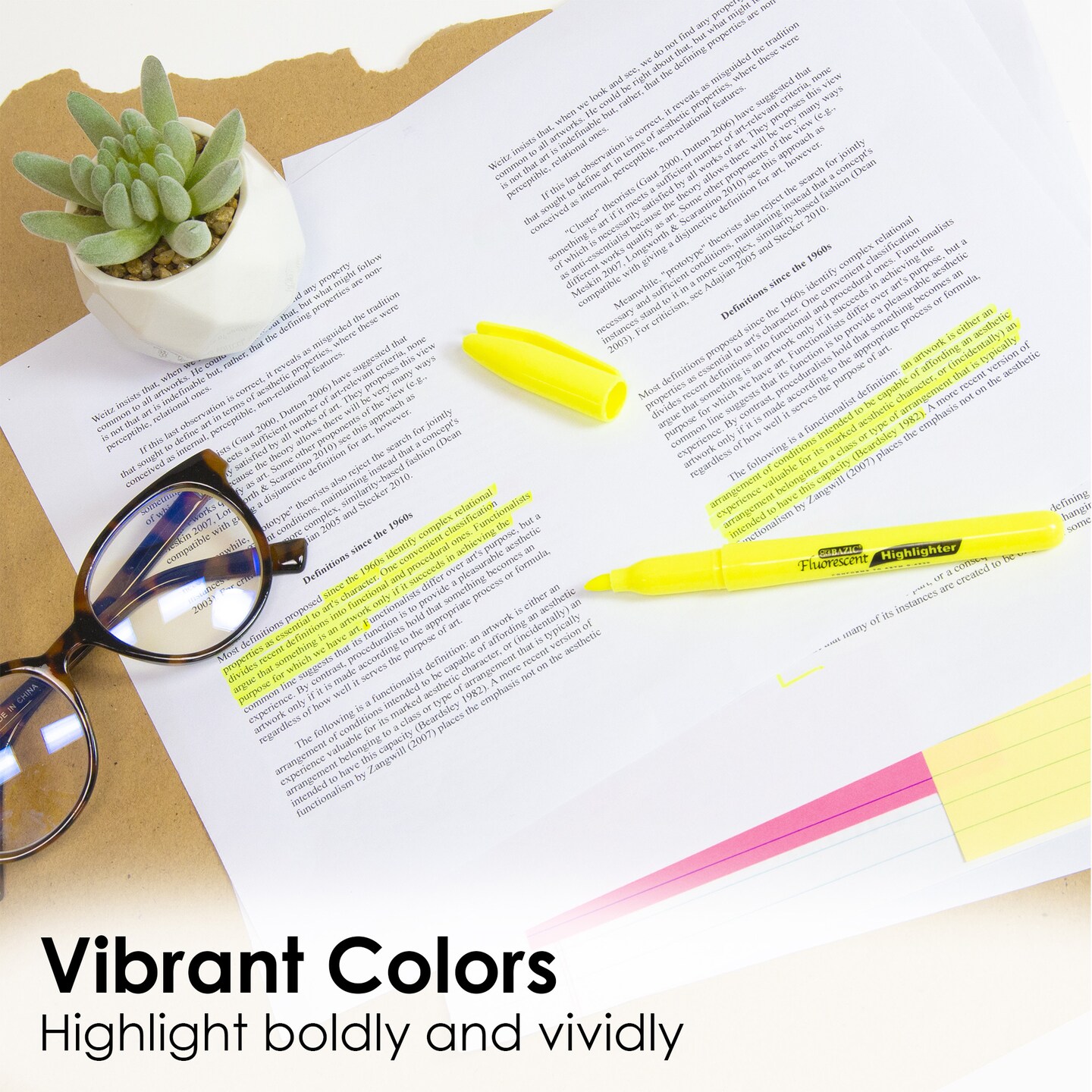 BAZIC Pen Style (Pack) Fluorescent Highlighter Yellow w/ Pocket Clip (12/Pack)