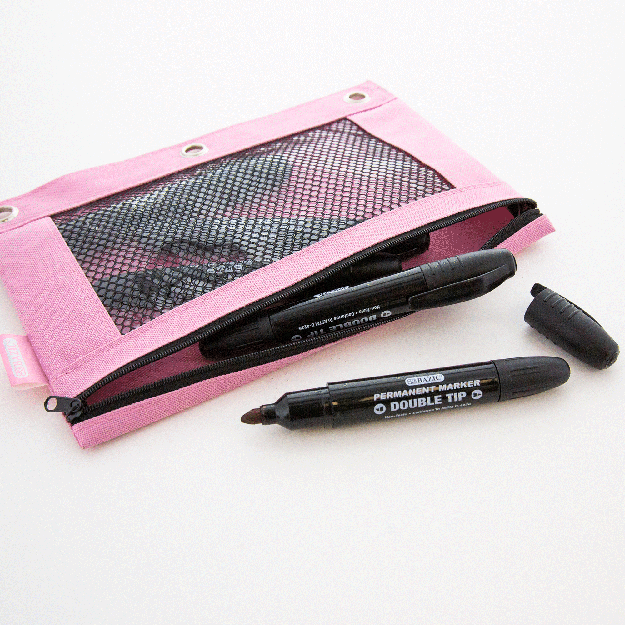 BAZIC Double-Tip Black Color Permanent Marker (2/Pack)
